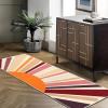 Garvee Sun Runners Rug, 2×6 Washable Non Slip Low-Pile Rugs with Rainbow Sun Abstract Print, Stain Resistant Rug Runner for Hallway Kitchen Entryway Laundry Bathroom Living Room, Colorful Blue(Sun|brown)