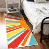 Garvee Sun Runners Rug, 2×6 Washable Non Slip Low-Pile Rugs with Rainbow Sun Abstract Print, Stain Resistant Rug Runner for Hallway Kitchen Entryway Laundry Bathroom Living Room, Colorful Blue(Sun|red)