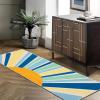 Garvee Sun Runners Rug, 2×6 Washable Non Slip Low-Pile Rugs with Rainbow Sun Abstract Print, Stain Resistant Rug Runner for Hallway Kitchen Entryway Laundry Bathroom Living Room, Colorful Blue(Sun|blue)