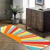 Garvee Sun Runners Rug, 2×6 Washable Non Slip Low-Pile Rugs with Rainbow Sun Abstract Print, Stain Resistant Rug Runner for Hallway Kitchen Entryway Laundry Bathroom Living Room, Colorful Blue(Sun|red)