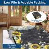 Garvee Sunflower 8×10 Area Rugs for Living Room, Large Soft Non Slip Bedroom Rugs, Botanical Butterfly Floral Print Farmhouse Floor Rug Low Pile Stain Resistant Distressed Carpet for Home Decor, Black(Sunflower|black)