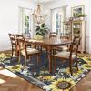 Garvee Sunflower 8×10 Area Rugs for Living Room, Large Soft Non Slip Bedroom Rugs, Botanical Butterfly Floral Print Farmhouse Floor Rug Low Pile Stain Resistant Distressed Carpet for Home Decor, Black(Sunflower|black)