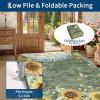Garvee Sunflower 8×10 Area Rugs for Living Room, Large Soft Non Slip Bedroom Rugs, Botanical Butterfly Floral Print Farmhouse Floor Rug Low Pile Stain Resistant Distressed Carpet for Home Decor, Black(Sunflower|green)