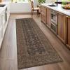 Garvee Washable 10×13 Area Rugs for Living Room, Vintage Non Slip Bedroom Rugs, Low Pile Ultra Thin Floral Rug for Dining Room Office, Non Shedding Stain Resistant Home Decor Carpet, Brown(Accent|brown)