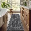 Garvee Washable 10×13 Area Rugs for Living Room, Vintage Non Slip Bedroom Rugs, Low Pile Ultra Thin Floral Rug for Dining Room Office, Non Shedding Stain Resistant Home Decor Carpet, Brown(Accent|black)