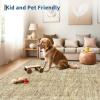 Garvee Washable 10×13 Area Rugs for Living Room, Vintage Non Slip Bedroom Rugs, Low Pile Ultra Thin Floral Rug for Dining Room Office, Non Shedding Stain Resistant Home Decor Carpet, Brown(Accent|beige)