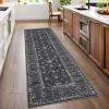 Garvee Washable 10×13 Area Rugs for Living Room, Vintage Non Slip Bedroom Rugs, Low Pile Ultra Thin Floral Rug for Dining Room Office, Non Shedding Stain Resistant Home Decor Carpet, Brown(Accent|black)