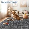 Garvee Washable 10×13 Area Rugs for Living Room, Vintage Non Slip Bedroom Rugs, Low Pile Ultra Thin Floral Rug for Dining Room Office, Non Shedding Stain Resistant Home Decor Carpet, Brown(Accent|black)