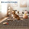 Garvee Washable 10×13 Area Rugs for Living Room, Vintage Non Slip Bedroom Rugs, Low Pile Ultra Thin Floral Rug for Dining Room Office, Non Shedding Stain Resistant Home Decor Carpet, Brown(Accent|brown)