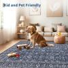 Garvee Washable 10×13 Area Rugs for Living Room, Vintage Non Slip Bedroom Rugs, Low Pile Ultra Thin Floral Rug for Dining Room Office, Non Shedding Stain Resistant Home Decor Carpet, Brown(Accent|blue)