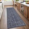Garvee Washable 10×13 Area Rugs for Living Room, Vintage Non Slip Bedroom Rugs, Low Pile Ultra Thin Floral Rug for Dining Room Office, Non Shedding Stain Resistant Home Decor Carpet, Brown(Accent|blue)