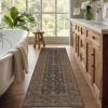Garvee Washable 10×13 Area Rugs for Living Room, Vintage Non Slip Bedroom Rugs, Low Pile Ultra Thin Floral Rug for Dining Room Office, Non Shedding Stain Resistant Home Decor Carpet, Brown(Accent|brown)