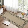Garvee Washable 2×6 Runner Rug, Modern Floral Bordered Kitchen Rugs, Soft Non Slip Stain Resistant Hallway Runner Indoor Contemporary Farmhouse Throw Carpet for Laundry Bathroom Bedroom, Beige(Border Flower|natural)
