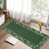 Garvee Washable 2×6 Runner Rug, Modern Floral Bordered Kitchen Rugs, Soft Non Slip Stain Resistant Hallway Runner Indoor Contemporary Farmhouse Throw Carpet for Laundry Bathroom Bedroom, Beige(Border Flower|green)