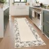 Garvee Washable 2×6 Runner Rug, Modern Floral Bordered Kitchen Rugs, Soft Non Slip Stain Resistant Hallway Runner Indoor Contemporary Farmhouse Throw Carpet for Laundry Bathroom Bedroom, Beige(Border Flower|beige)