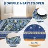 Garvee Washable Floral 2×6 Kitchen Rugs, Indoor Farmhouse Hallway Runner Rug with Non Slip Back, Low Pile Ultra Thin Stain Resistant Botanical Throw Carpet for Girls Bedroom Laundry Bathroom, Green(Water Lily|blue)