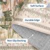 Garvee Washable Floral 2×6 Kitchen Rugs, Indoor Farmhouse Hallway Runner Rug with Non Slip Back, Low Pile Ultra Thin Stain Resistant Botanical Throw Carpet for Girls Bedroom Laundry Bathroom, Green(Water Lily|beige)