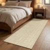 Garvee Washable Runner Rug 2×6 Modern Runner Rug Non Slip Abstract Hallway Runners Indoor Soft Low Pile Lines Printed Entryway Runners Aesthetic Minimalist Bedside Floor Mat for Laundry Kitchen, Cream(Plaid Straw)
