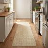 Garvee Washable Runner Rug 2×6 Modern Runner Rug Non Slip Abstract Hallway Runners Indoor Soft Low Pile Lines Printed Entryway Runners Aesthetic Minimalist Bedside Floor Mat for Laundry Kitchen, Cream(Plaid Straw)
