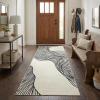 Garvee Washable Runner Rug 2×6 Modern Runner Rug Non Slip Abstract Hallway Runners Indoor Soft Low Pile Lines Printed Entryway Runners Aesthetic Minimalist Bedside Floor Mat for Laundry Kitchen, Cream(Lines1 Cream)