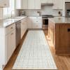 Garvee Washable Runner Rug 2×6 Modern Runner Rug Non Slip Abstract Hallway Runners Indoor Soft Low Pile Lines Printed Entryway Runners Aesthetic Minimalist Bedside Floor Mat for Laundry Kitchen, Cream(Plaid Beige)