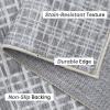 Garvee Washable Runner Rug 2×6 Modern Runner Rug Non Slip Abstract Hallway Runners Indoor Soft Low Pile Lines Printed Entryway Runners Aesthetic Minimalist Bedside Floor Mat for Laundry Kitchen, Cream(Plaid Grey)