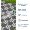 Garvee Waterproof Outdoor Rug 8×10, Checkered Foldable Plastic Straw Patio Camping Rug, Outdoor RV Carpet for Deck Camper Porch Balcony Backyard Picnic Beach Black and Brown(Gray & White)