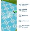 Garvee Waterproof Outdoor Rug 8×10, Checkered Foldable Plastic Straw Patio Camping Rug, Outdoor RV Carpet for Deck Camper Porch Balcony Backyard Picnic Beach Black and Brown(Blue & White)