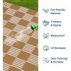 Garvee Waterproof Outdoor Rug 8×10, Checkered Foldable Plastic Straw Patio Camping Rug, Outdoor RV Carpet for Deck Camper Porch Balcony Backyard Picnic Beach Black and Brown(Tan)