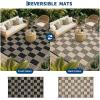 Garvee Waterproof Outdoor Rug 8×10, Checkered Foldable Plastic Straw Patio Camping Rug, Outdoor RV Carpet for Deck Camper Porch Balcony Backyard Picnic Beach Black and Brown(Black & Brown)