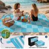 Garvee Waterproof Outdoor Rug 8×10, Checkered Foldable Plastic Straw Patio Camping Rug, Outdoor RV Carpet for Deck Camper Porch Balcony Backyard Picnic Beach Black and Brown(Blue & White)