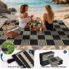 Garvee Waterproof Outdoor Rug 8×10, Checkered Foldable Plastic Straw Patio Camping Rug, Outdoor RV Carpet for Deck Camper Porch Balcony Backyard Picnic Beach Black and Brown(Black & Brown)