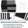 Garvee Waterproof Outdoor Rug 8×10, Checkered Foldable Plastic Straw Patio Camping Rug, Outdoor RV Carpet for Deck Camper Porch Balcony Backyard Picnic Beach Black and Brown(Black & White)