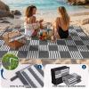 Garvee Waterproof Outdoor Rug 8×10, Checkered Foldable Plastic Straw Patio Camping Rug, Outdoor RV Carpet for Deck Camper Porch Balcony Backyard Picnic Beach Black and Brown(Gray & White)
