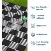 Garvee Waterproof Outdoor Rug 8×10, Checkered Foldable Plastic Straw Patio Camping Rug, Outdoor RV Carpet for Deck Camper Porch Balcony Backyard Picnic Beach Black and Brown(Black & White)