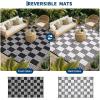 Garvee Waterproof Outdoor Rug 8×10, Checkered Foldable Plastic Straw Patio Camping Rug, Outdoor RV Carpet for Deck Camper Porch Balcony Backyard Picnic Beach Black and Brown(Black & White)