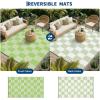 Garvee Waterproof Outdoor Rug 8×10, Checkered Foldable Plastic Straw Patio Camping Rug, Outdoor RV Carpet for Deck Camper Porch Balcony Backyard Picnic Beach Black and Brown(Green & White)
