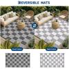 Garvee Waterproof Outdoor Rug 8×10, Checkered Foldable Plastic Straw Patio Camping Rug, Outdoor RV Carpet for Deck Camper Porch Balcony Backyard Picnic Beach Black and Brown(Gray & White)