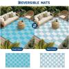 Garvee Waterproof Outdoor Rug 8×10, Checkered Foldable Plastic Straw Patio Camping Rug, Outdoor RV Carpet for Deck Camper Porch Balcony Backyard Picnic Beach Black and Brown(Blue & White)