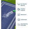 Garvee Waterproof Outdoor Rug 8×10, Scalloped Geometric Foldable Plastic Straw Patio Camping Rug, Outdoor RV Carpet for Deck Camper Porch Balcony Backyard Picnic Beach Gray Brown(Blue & White)