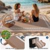 Garvee Waterproof Outdoor Rug 8×10, Scalloped Geometric Foldable Plastic Straw Patio Camping Rug, Outdoor RV Carpet for Deck Camper Porch Balcony Backyard Picnic Beach Gray Brown(Brown & White)