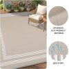 Garvee Waterproof Outdoor Rug 8×10, Scalloped Geometric Foldable Plastic Straw Patio Camping Rug, Outdoor RV Carpet for Deck Camper Porch Balcony Backyard Picnic Beach Gray Brown(Gray Brown)