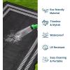 Garvee Waterproof Outdoor Rug 8×10, Scalloped Geometric Foldable Plastic Straw Patio Camping Rug, Outdoor RV Carpet for Deck Camper Porch Balcony Backyard Picnic Beach Gray Brown(Black & White)