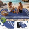 Garvee Waterproof Outdoor Rug 8×10, Scalloped Geometric Foldable Plastic Straw Patio Camping Rug, Outdoor RV Carpet for Deck Camper Porch Balcony Backyard Picnic Beach Gray Brown(Blue & White)