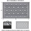 Garvee Waterproof Outdoor Rug 8×10 ft, Reversible Outdoor Plastic Straw Rug with Leaf Pattern, RV Mat, Indoor Outdoor Carpet for Patio, Camping, Balcony, Deck, Backyard, White & Grey