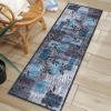 Garvee 2×6 Washable Hallway Runner Rug, Modern Willow Leaf Geometric Runners Non-Slip Low-Pile Carpet, Soft Stain Resistant Floor Mat for Entryway Kitchen Laundry Room Bedroom Farmhouse, Blue/Grey(Blue/ Grey)