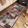 Garvee 2×6 Washable Hallway Runner Rug, Modern Willow Leaf Geometric Runners Non-Slip Low-Pile Carpet, Soft Stain Resistant Floor Mat for Entryway Kitchen Laundry Room Bedroom Farmhouse, Blue/Grey(Red/ Green)