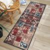 Garvee 2×6 Washable Hallway Runner Rug, Modern Willow Leaf Geometric Runners Non-Slip Low-Pile Carpet, Soft Stain Resistant Floor Mat for Entryway Kitchen Laundry Room Bedroom Farmhouse, Blue/Grey(Red/ Brown)