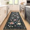 Garvee 5’x7′ Washable Rug, Floral Vintage Area Rug for Bedroom, Foldable Non-Slip Small Rug for Dorm, Study Room, Nursery, Botanical Home Decor, Soft Underfoot, Sage Green(Black)