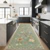 Garvee 5’x7′ Washable Rug, Floral Vintage Area Rug for Bedroom, Foldable Non-Slip Small Rug for Dorm, Study Room, Nursery, Botanical Home Decor, Soft Underfoot, Sage Green(Green)